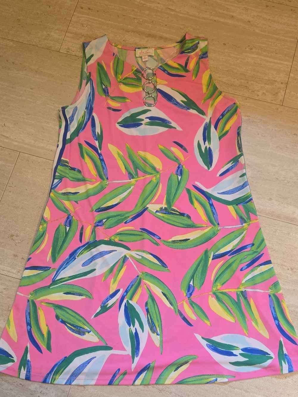 Ivy Lane Pink Multi-Color Leaf Print Dress
